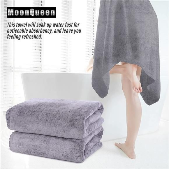 2 Pack Premium Bath Towel Set - Quick Drying - Microfiber Coral Velvet Highly - Picture 7 of 7
